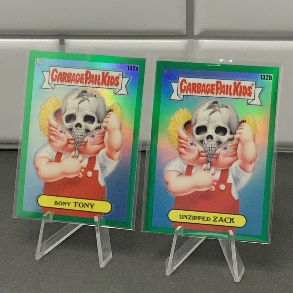 2021 Garbage Pail Kids Chrome Series 4 Green Parallel Pair 132a & 132b #'d  /299